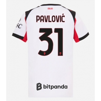 Billige Fotballdrakt AC Milan Strahinja Pavlovic #31 Replika Bortedrakt Dame 2025-26 Kortermet